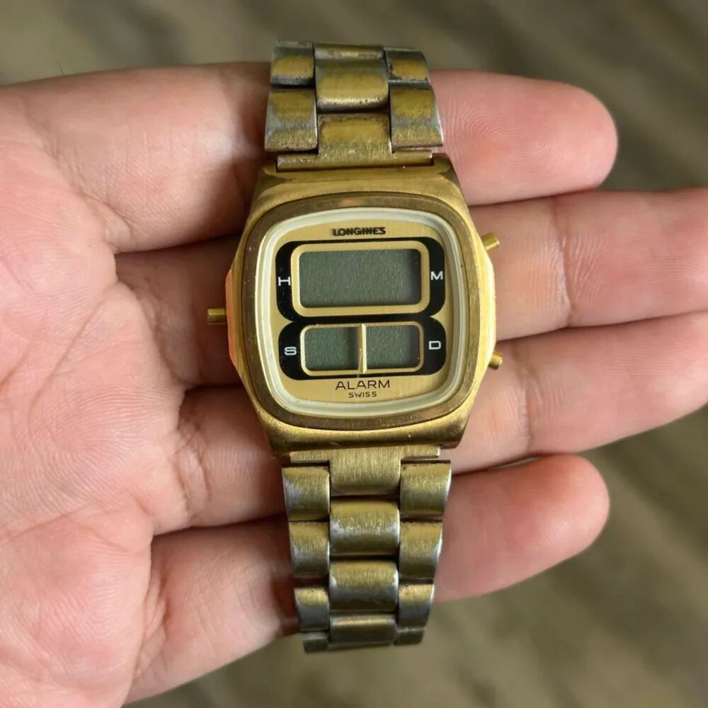 Vintage Longines Alarm Swiss Digital LCD Wrist Watch Rare